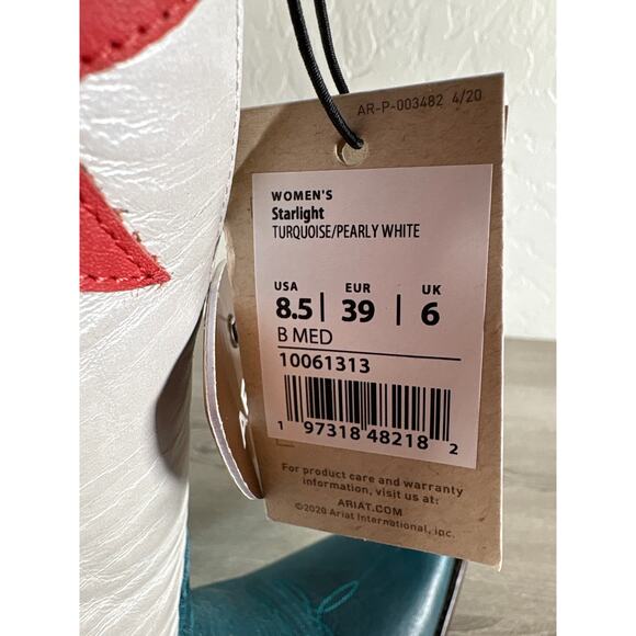 Ariat Starlight Western Boots Turquoise/Pearly White Star Accent Womens 8.5 NWT - Picture 9 of 10